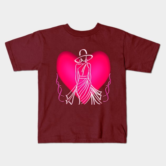 Elegance in Love, women with true heartfelt style Kids T-Shirt by zinfulljourney